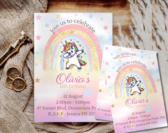 Kids Birthday Rainbow Invitation - Editable Animated Digital Evite