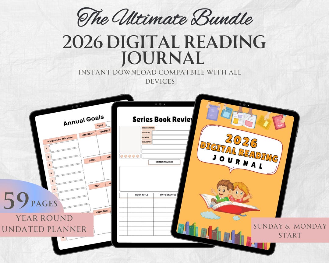 2026 Digital Reading Journal | Book Review, Tracker (printable PDF) - Etsy