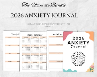 Anxiety Journal Printable, Mental Wellness Planner, Mindfulness Self Care Workbook, Printable PDF