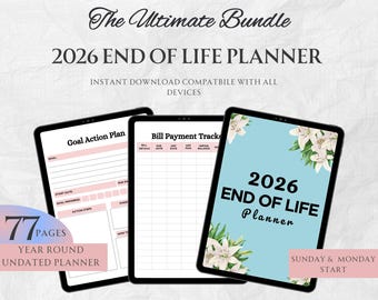 2026 End of Life Planner, Legacy Funeral Estate Planning, Family Memorial Guide (Printable PDF)