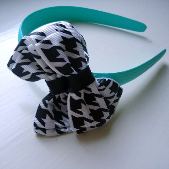 Items similar to Children's Hair Accessories Black White Houndstooth ...