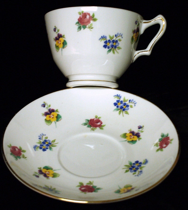 Crown Staffordshire Tea Cup & Saucer Set Bone China In A Etsy