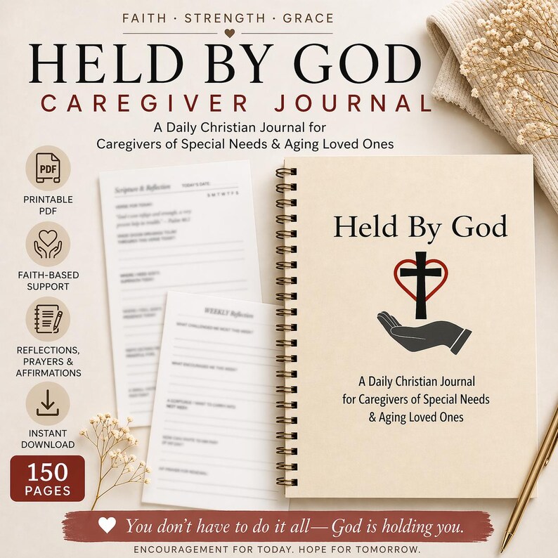 Daily Christian Caregiver Journal Printable | Scripture Devotional for ...