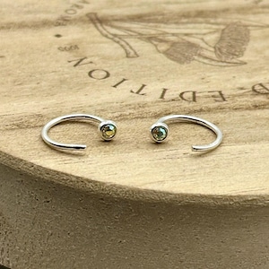 Crystal Huggie Hoop Earrings in Sterling Silver - Ear Huggers Minimal Everyday Jewelry