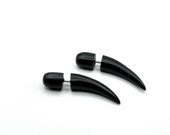 Fake Gauge Wooden Earrings in Black - Come in Pairs