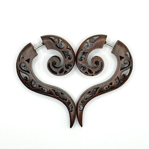 Fake Gauge Wooden Earrings in Brown - Comes in Pairs