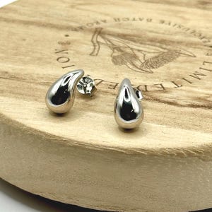 Teardrop Stud Earrings in Sterling Silver - Minimalist Chic Jewelry, Everyday Wear