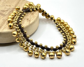 Bohemian Brass Bell Anklet Bracelets - Size 9-9.5", 10-10.5", 11-11.5"