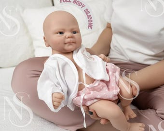 Full Silicone Reborn Baby Doll 14" – Lifelike Art Doll “Coco” or “Isaac”