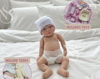 Full Silicone Reborn Baby Doll 12" – Micro Preemie Art Doll “Luna” or “Toby”