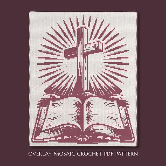 Bible & Cross Overlay Mosaic Crochet Blanket PDF Pattern