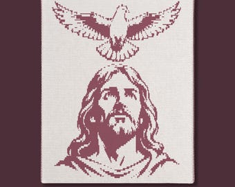 Jesus & Holy Spirit Overlay Mosaic Crochet Blanket PDF Pattern