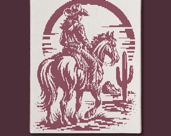 Cowgirl Portrait Overlay Mosaic Blanket PDF Pattern | Western Crochet Pattern