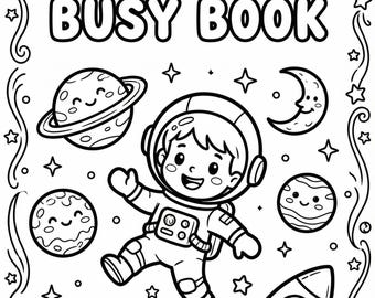 Space Busy Book Printable PDF | Toddler Learning Activities | 12 Astronaut & Planets Pages