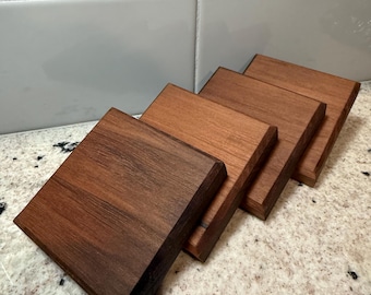 Handcrafted Hardwood Coaster Set, Rustic Wood Home Decor