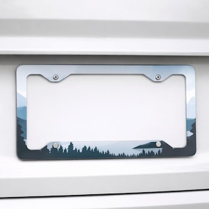Cadre de plaque d'immatriculation paysage de montagne - cadre de voiture nature pittoresque, accessoire auto standard américain, cadeau d'aventure en plein air