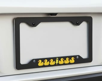 Funny Duck Family License Plate Frame, Cute Rubber Duck Car Tag Holder, Quirky Car Accessory, Gift for Duck Lovers, Fun Auto Decor