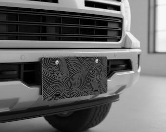 Matrícula personalizada con diseño topográfico minimalista, placa de coche personalizada, decoración moderna y estética para el automóvil, regalo para él o ella.