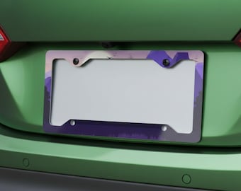Mountain Sunset License Plate Frame, Nature Landscape Car Tag Holder, Scenic Purple Sky Auto Frame, Adventure Lover Gift