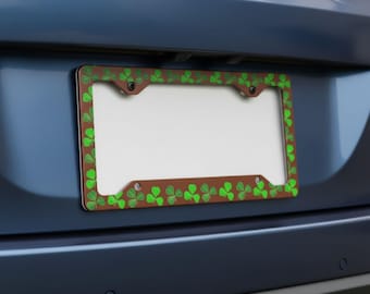Marco para matrícula de trébol verde: soporte para placa de coche con trébol de la suerte, decoración para el día de San Patricio, accesorio para coche con temática irlandesa, regalo para ella y él.