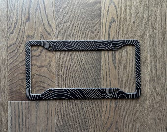 Topographic Map License Plate Frame, Contour Line Car Tag Frame, Mountain Adventure Plate Holder, Overland Gift, Minimalist Auto Accessory