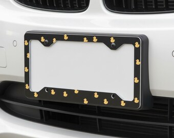 Marco para matrícula de patito de goma: bonito soporte para matrícula de coche, negro o gris, accesorio divertido para coche.