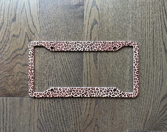 Leopard Print License Plate Frame, Cheetah Car Tag Frame, Animal Print Auto Accessory, Cute Neutral Car Decor, Gift for Women
