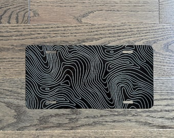 Custom Vanity License Plate Topographic Design Minimalist Car Tag Personalized Plate Modern Aesthetic Auto Decor Gift for Him Her
