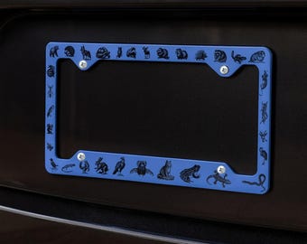 Marco para matrícula de animales del bosque, accesorio para coche con adorables animales del bosque, regalo para amantes de la naturaleza, protege la vida silvestre, soporte estético para matrícula de coche.