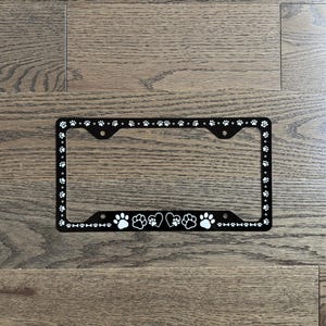 Dog Paw License Plate Frame – Cute Paw Print Car Frame, Pet Lover Gift, Personalized Color Auto Frame, Dog Car Accessory