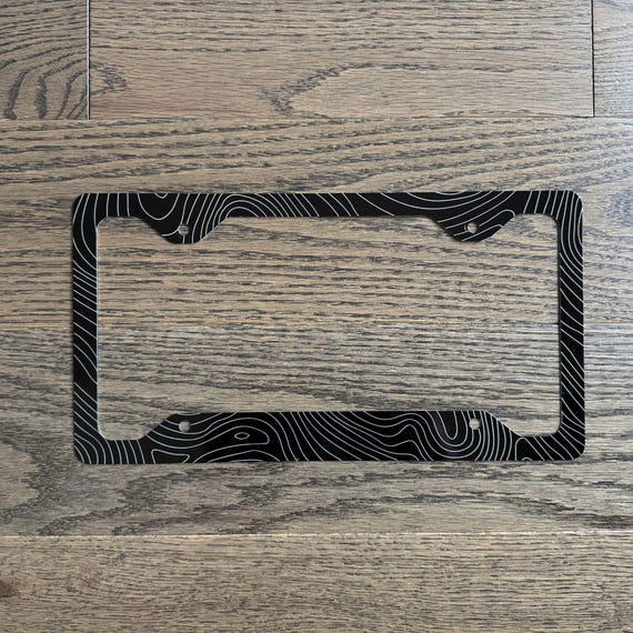 Topographic License Plate Frame, Minimalist Car Accessory, Adventure Gift, Black & White Plate Frame, Trendy Vehicle Decor for SUV and Sedan