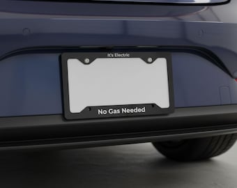 Marco para matrícula de coche eléctrico, marco sin necesidad de gas, regalo para propietarios de vehículos eléctricos, accesorio estilo Tesla, decoración ecológica para coche, marco negro.