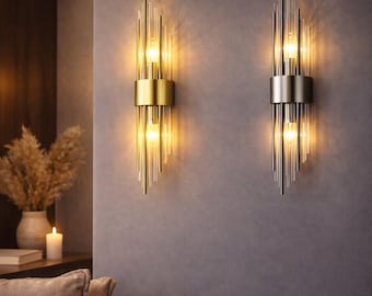 Applique a LED di lusso in oro o nero – Lampadario moderno in cristallo – Illuminazione di design di alta gamma per soggiorno, camera da letto o comodino