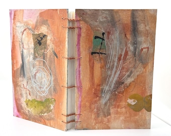 Artist-Made, Artist Painted Blankbook: Coptic Stitch Journal, 120 Pages