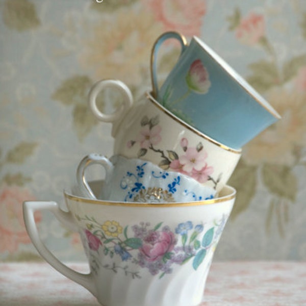 tipsy teacups  I   Greeting Card (treasury item)