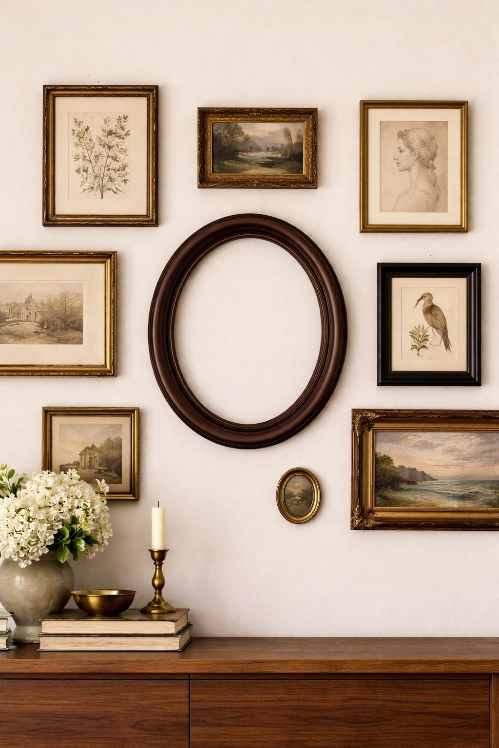 Vintage Oval Wood Picture Frame 8x10 | Solid Wood, Thick Profile
