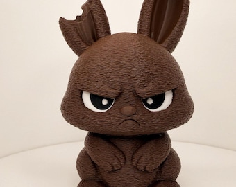 Grumpy Chocolate Bunny Figurine | Easter Desk Collectible | Grumpy Bear Series