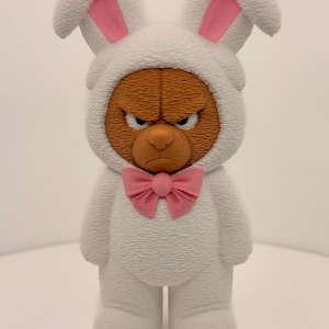 Grumpy Bunny Bear Figurine | Easter | 3D Printed Desk Collectible