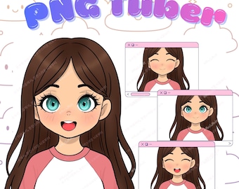 PNGTuber femenina / Personaje estilo chibi / Avatar de transmisión acogedor / PNGTuber prediseñado