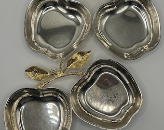 Vintage zilveren appelschaal met bladgoudaccenten - set van 2