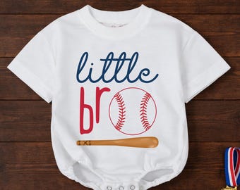 Little Bro Baseball Bubble Romper, Future Baseball Star Baby Clothes