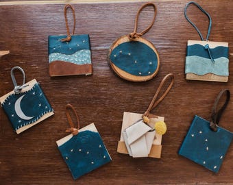 Leather Wood Ornaments: Sky Scape Designs