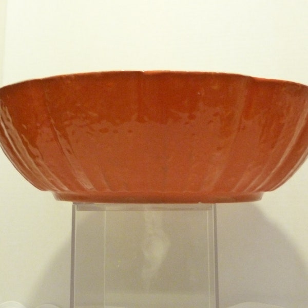 McCoy Pottery USA Designed by Nelson McCoy Hostess Line Fiesta Orange 11 Inch Salad Serving Bowl Made in USA Hard To Find