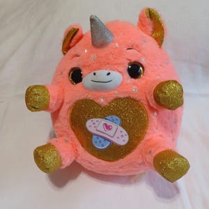 Zuru Rainbocorn Unicorn Large 12 Inch Plush Pink & Gold With Silver Stars Rescue Band-aids on Heart