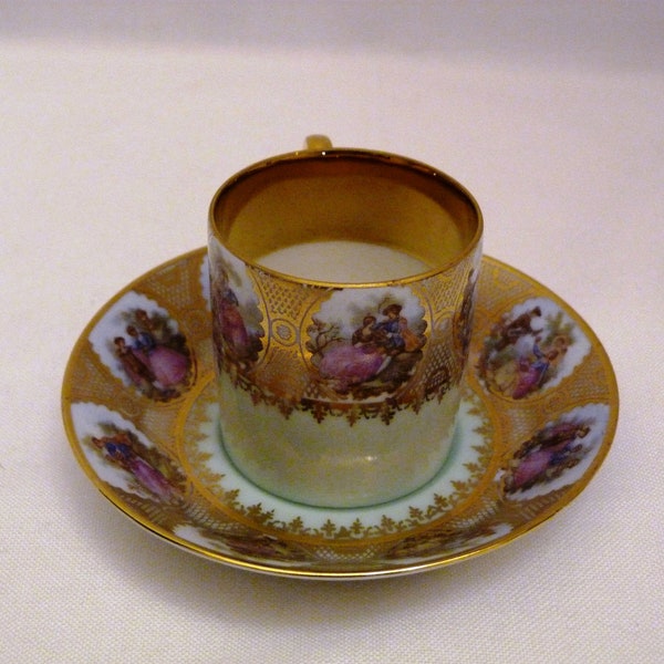 Leni Parbus PP Bavaria Demitasse Cup and Saucer set Gold Trim Germany FOREIGN mark