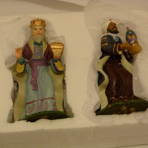 THOMAS KINKADE / Hawthorne Village Nativity Garland Collection King Gaspar & King Balthazar Figurines With COA