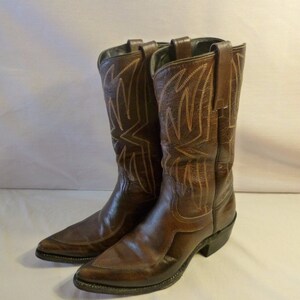 Vintage 1970/'S amazing patina quilted Leather cowboy Boots SIZE 9.5 US Southwestern hippie prairie festival