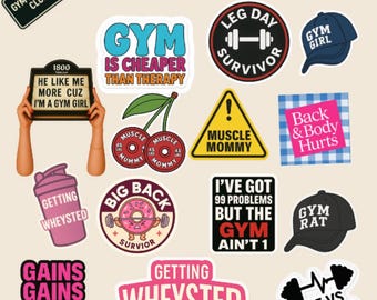 Gym Girl Sticker Pack, Motivational Waterproof Vinyl Decals