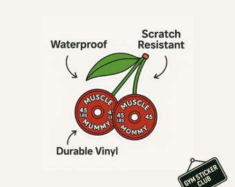 Muscle Mommy Cherry Gym Sticker – Waterproof Vinyl Decal for Water Bottle, Laptop & Car