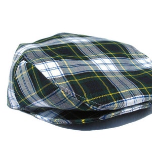 Flat Cap, Dress Gordon Tartan Navy and Green Plaid Hat For Gordon Wedding Groomsmen and Family Reunions